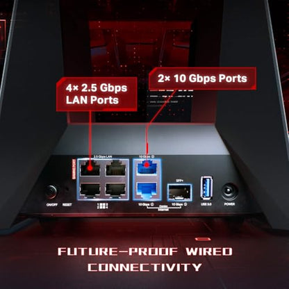 TP-Link Tri-Band BE19000 Wi-Fi 7 Gaming Router Archer GE800 | 12-Stream 19 Gbps | 2×10G + 4×2.5G Ports, USB 3.0 | Turbo Acceleration, Dedicated Gaming Port & Panel, RGB Lighting | EasyMesh, HomeShield