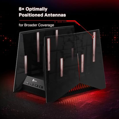 TP-Link Tri-Band BE19000 Wi-Fi 7 Gaming Router Archer GE800 | 12-Stream 19 Gbps | 2×10G + 4×2.5G Ports, USB 3.0 | Turbo Acceleration, Dedicated Gaming Port & Panel, RGB Lighting | EasyMesh, HomeShield